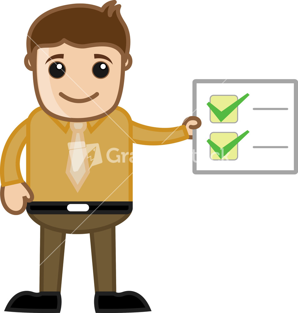 Work Done Checklist - Business Cartoon Stock Image