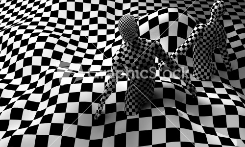 Black End White Checkered Man