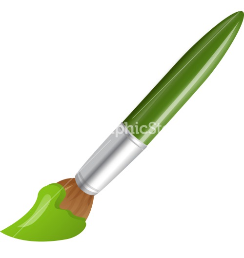 Green Handle Paint Brush Stock Image