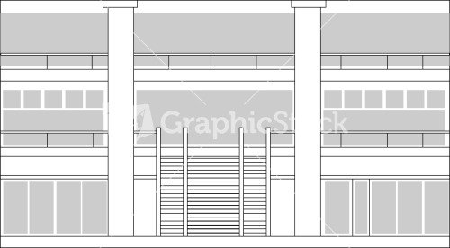 Line Drawing Of An Interior Lobby Of A Building