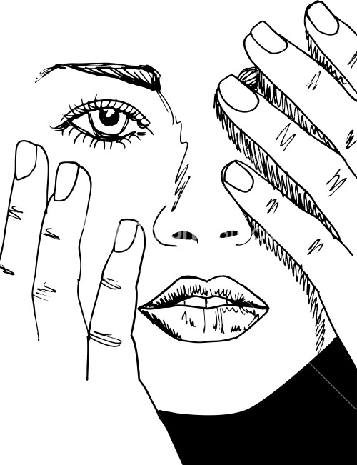Sketch Of Beautiful Woman Face. Vector Illustration Stock