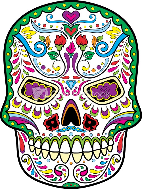 Download Sugar Skull Vector Element With Flower Stock Image