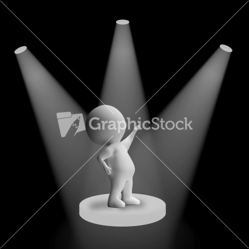 White Spotlights On Character Showing Fame And Performance