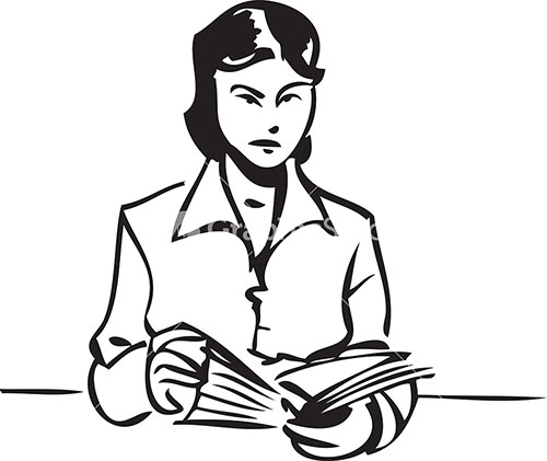 Illustration Of A Lady Reading A Book. Stock Image