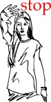 Sketch Of Woman Showing His Hand In Signal Of Stop. Vector Illustration
